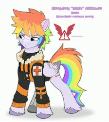 Size: 3669x4096 | Tagged: safe, artist:beatlinked, derpibooru import, oc, unofficial characters only, pegasus, pony, clothes, g5, image, jacket, jpeg, male, multicolored hair, rainbow hair, solo
