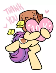 Size: 834x1090 | Tagged: safe, artist:paperbagpony, derpibooru import, oc, oc:paper bag, crying, fake cutie mark, image, milestone, png, simple background, tears of joy, white background