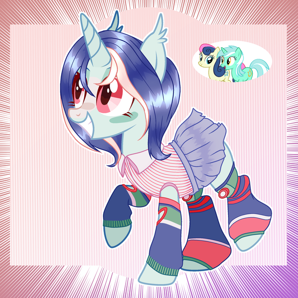 Size: 2048x2048 | Tagged: safe, artist:keeka-snake, derpibooru import, bon bon, lyra heartstrings, sweetie drops, oc, pony, unicorn, clothes, female, image, magical lesbian spawn, mare, offspring, parent:bon bon, parent:lyra heartstrings, parents:lyrabon, png