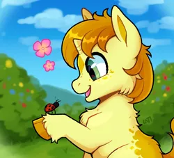 Size: 770x700 | Tagged: safe, artist:lastnight-light, derpibooru import, oc, oc:monterey jack, insect, ladybug, pony, unicorn, colt, image, male, png, solo