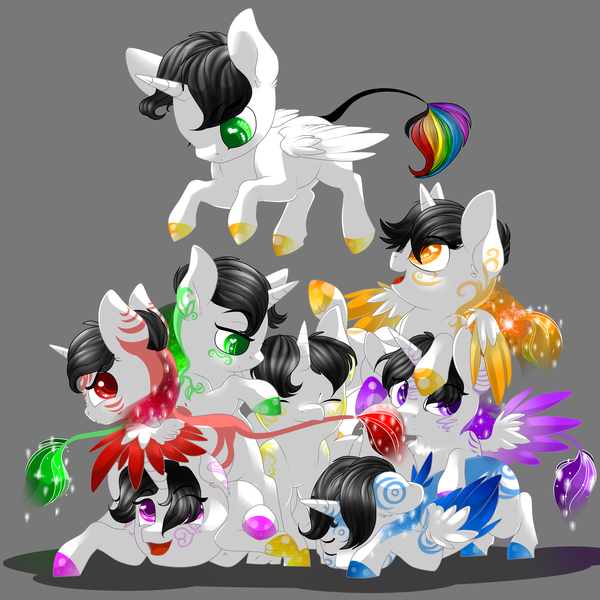 Size: 4251x4251 | Tagged: safe, artist:schokocream, derpibooru import, oc, oc:lightning bliss, unofficial characters only, alicorn, pony, alicorn oc, female, flying, horn, image, mare, multeity, png, smiling, wings