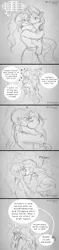 Size: 720x3053 | Tagged: safe, artist:lzjian79, derpibooru import, sci-twi, sunset shimmer, twilight sparkle, pony, unicorn, equestria girls, comic, female, hugging a pony, image, kissing, lesbian, pencil drawing, png, scitwishimmer, self ponidox, shipping, sketch, speech bubble, sunsetsparkle, traditional art, transformation