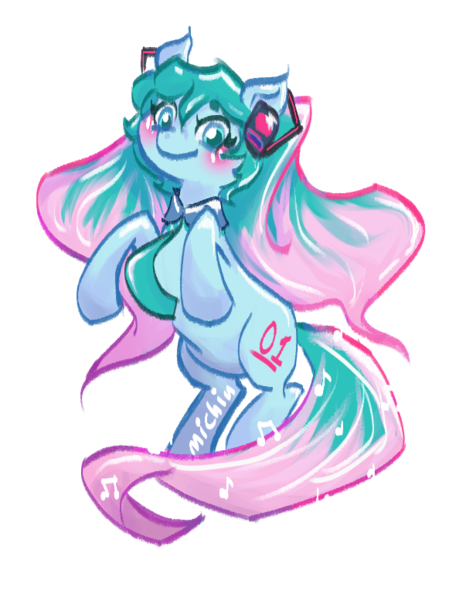 Size: 603x777 | Tagged: safe, artist:michinart, derpibooru import, ponified, earth pony, pony, anime, hatsune miku, image, png, simple background, transparent background, vocaloid