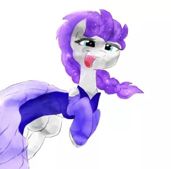 Size: 938x928 | Tagged: safe, artist:twistedhiccy, derpibooru import, maud pie, alternate hairstyle, clothes, crossover, cute, dress, elsa, frozen (movie), image, jpeg, let it go, maudabetes, open mouth, simple background, solo