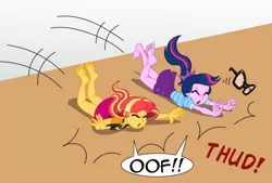 Size: 858x580 | Tagged: safe, artist:niban-destikim, derpibooru import, sci-twi, sunset shimmer, twilight sparkle, comic:the shrinking project, equestria girls, barefoot, cropped, duo, feet, fetish, foot fetish, image, jpeg, soles, toes