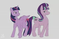 Size: 2802x1851 | Tagged: safe, artist:another_pony, derpibooru import, starlight glimmer, twilight sparkle, pony, unicorn, bow, equal cutie mark, image, jpeg, ribbon, tail bow