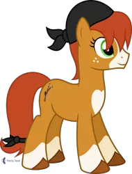 Size: 4000x5258 | Tagged: safe, artist:parclytaxel, derpibooru import, oc, oc:honeyjack, unofficial characters only, earth pony, pony, .svg available, absurd resolution, clothes, coat markings, female, freckles, headscarf, image, mare, monthly reward, png, scarf, simple background, smiling, socks (coat marking), solo, tailband, transparent background, unshorn fetlocks, vector