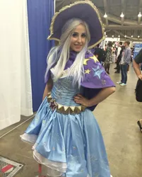 Size: 1080x1341 | Tagged: safe, artist:mieucosplay, derpibooru import, trixie, human, bronycon, bronycon 2016, cape, clothes, cosplay, costume, hand on hip, hat, image, irl, irl human, jpeg, photo, trixie's cape, trixie's hat