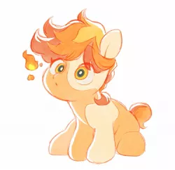 Size: 1343x1299 | Tagged: safe, artist:ruri0824tby, derpibooru import, oc, oc:flame egg, unofficial characters only, earth pony, pony, coat markings, cute, female, fire, image, jpeg, mare, ocbetes, simple background, solo, white background