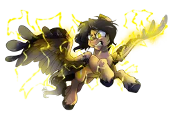 Size: 3507x2480 | Tagged: safe, artist:dormin-dim, derpibooru import, oc, oc:playbitz, pegasus, angry, image, lightning, oversized wings, png, rage