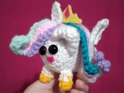 Size: 2437x1830 | Tagged: safe, artist:casquitos kawaii, derpibooru import, princess celestia, alicorn, pony, amigurumi, crochet, image, jpeg, photo, plushie, solo