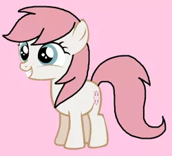 Size: 899x813 | Tagged: safe, artist:piggyman54, derpibooru import, baby sundance, earth pony, pony, baby, baby pony, baby sundawwnce, cute, female, filly, g1, g1 to g4, g4, generation leap, grin, image, pink background, png, simple background, smiling, solo