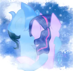 Size: 2201x2162 | Tagged: safe, artist:vankat, derpibooru import, twilight sparkle, pony, crossover, crossover shipping, female, hug, image, kissing, male, mordecai, mordetwi, png, regular show, shipping, straight