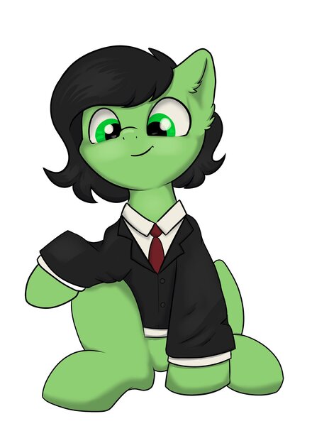 Size: 1503x2048 | Tagged: safe, artist:dumbwoofer, derpibooru import, oc, oc:anonfilly, earth pony, pony, clothes, female, filly, image, jpeg, smiling, solo, suit