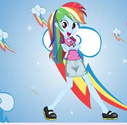 Size: 616x608 | Tagged: safe, artist:kimpossiblelove, derpibooru import, rainbow dash, equestria girls, crossed arms, image, open mouth, open smile, png, smiling