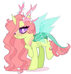 Size: 1450x1500 | Tagged: safe, artist:gihhbloonde, derpibooru import, oc, changepony, hybrid, female, image, interspecies offspring, offspring, parent:fluttershy, parents:thoraxshy, parent:thorax, png, simple background, solo, transparent background