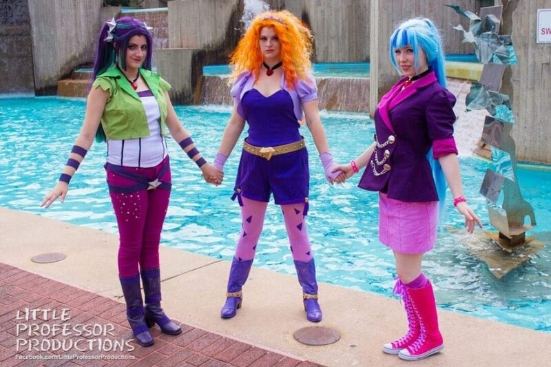 Size: 1080x719 | Tagged: safe, artist:littlemissbloo, artist:littleprofessorproductions, artist:sarahndipity cosplay, artist:shelbeanie, derpibooru import, adagio dazzle, aria blaze, sonata dusk, human, bronycon, bronycon 2015, clothes, converse, cosplay, costume, image, irl, irl human, jpeg, photo, shoes, the dazzlings