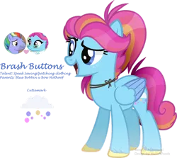 Size: 1280x1141 | Tagged: safe, artist:reptaurdrawsmlp, derpibooru import, blue bobbin, bow hothoof, oc, oc:brash buttons, pegasus, pony, female, image, mare, offspring, parent:blue bobbin, parent:bow hothoof, png, simple background, transparent background