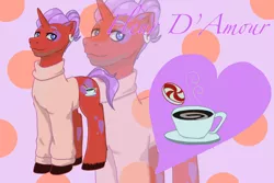 Size: 1772x1181 | Tagged: safe, artist:shacy's pagelings, derpibooru import, oc, oc:fleur d'amour, unofficial characters only, pony, unicorn, clothes, image, male, png, solo, stallion, sweater, zoom layer