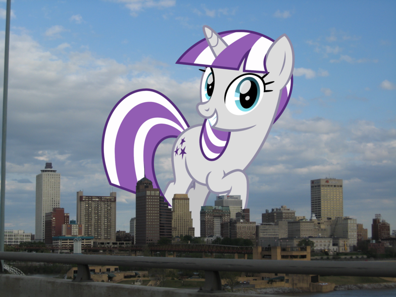 Size: 2800x2100 | Tagged: safe, artist:cheezedoodle96, derpibooru import, twilight velvet, pony, unicorn, female, giant pony, giant unicorn, giantess, highrise ponies, image, irl, macro, mare, mega giant, memphis, photo, png, ponies in real life, tennessee