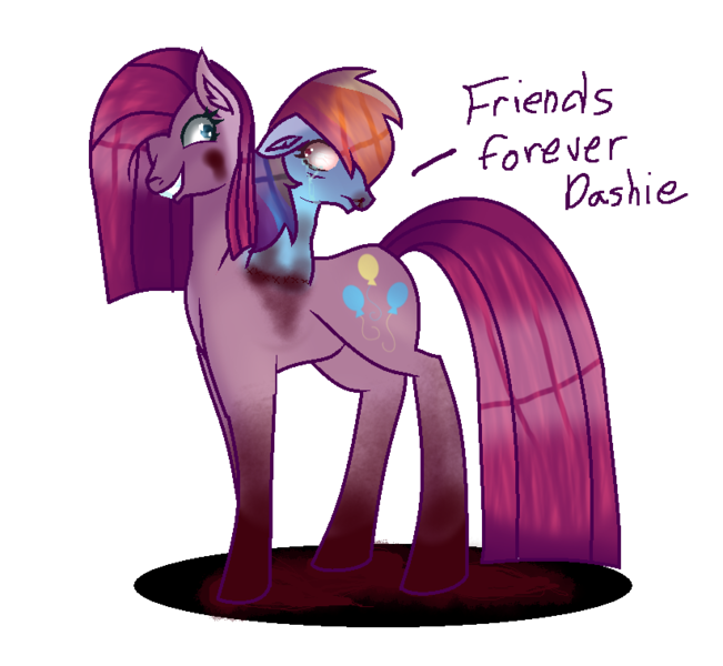 Size: 822x758 | Tagged: grimdark, artist:aonairfaol, derpibooru import, pinkie pie, rainbow dash, earth pony, pegasus, pony, fanfic:cupcakes, blood, crying, decapitated, fusion, image, insanity, multiple heads, pinkamena diane pie, png, stitches, talking, two heads, we have become one