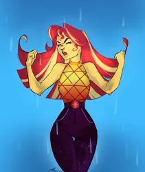 Size: 1200x1420 | Tagged: artist needed, safe, derpibooru import, sunset shimmer, equestria girls, equestria girls series, let it rain, spoiler:eqg series (season 2), female, geode of empathy, image, magical geodes, png, rain, solo, solo female