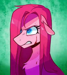 Size: 542x603 | Tagged: safe, artist:redxbacon, derpibooru import, pinkie pie, pony, blood, image, jpeg, pinkamena diane pie, solo