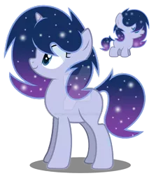 Size: 1280x1455 | Tagged: safe, artist:amicasecretuwu, derpibooru import, oc, oc:astral comet, pony, unicorn, baby, baby pony, female, image, mare, offspring, parent:king sombra, parent:princess luna, parents:lumbra, png, simple background, solo, transparent background