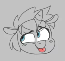 Size: 775x724 | Tagged: safe, artist:shoobular, derpibooru import, oc, oc:cyan delta, pony, unicorn, :p, bust, floppy ears, image, looking away, male, png, sketch, solo, tongue out