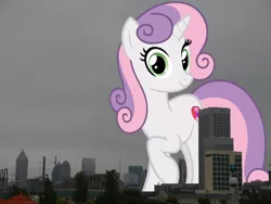 Size: 1600x1200 | Tagged: safe, artist:andoanimalia, derpibooru import, sweetie belle, pony, unicorn, atlanta, female, georgia, giant pony, giant unicorn, giantess, highrise ponies, image, irl, macro, mare, mega giant, older, older sweetie belle, photo, png, ponies in real life