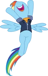 Size: 3000x4722 | Tagged: safe, artist:cloudyglow, derpibooru import, rainbow dash, pegasus, pony, the last problem, clothes, female, flying, high res, image, mare, nose in the air, older, older rainbow dash, open mouth, open smile, png, simple background, smiling, solo, spread wings, transparent background, vector, wings