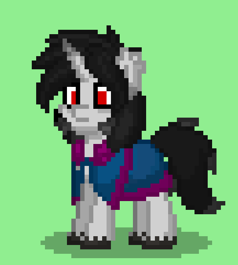 Size: 487x543 | Tagged: safe, derpibooru import, oc, oc:tough fog, unofficial characters only, pony, unicorn, pony town, clothes, design, green background, horn, image, male, png, red eyes, shadow, simple background, stallion, unicorn oc, unshorn fetlocks