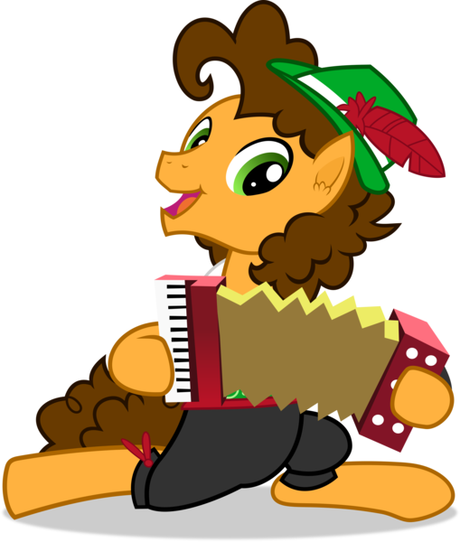 Size: 2412x2841 | Tagged: safe, artist:frownfactory, derpibooru import, cheese sandwich, earth pony, pony, pinkie pride, accordion, brown mane, clothes, ear fluff, feather, green eyes, hat, high res, image, lederhosen, male, musical instrument, open mouth, open smile, png, shadow, simple background, smiling, solo, stallion, transparent background, vector