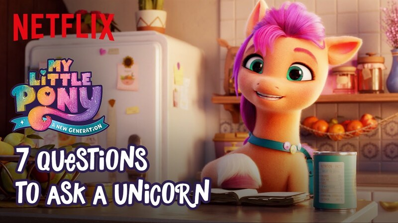 Size: 1280x720 | Tagged: safe, derpibooru import, official, sunny starscout, earth pony, pony, g5, my little pony: a new generation, 7, book, female, image, jpeg, kitchen, my little pony: a new generation logo, netflix, netflix logo, refrigerator, solo, solo female, thumbnail