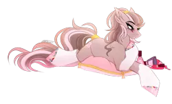 Size: 2000x1205 | Tagged: safe, artist:inspiredpixels, derpibooru import, oc, oc:crystal rose, earth pony, pony, female, hoof polish, image, lying down, mare, pillow, png, prone, simple background, solo, transparent background