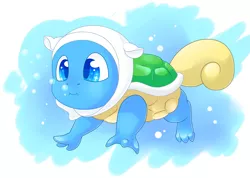 Size: 2125x1513 | Tagged: safe, artist:schokocream, derpibooru import, oc, oc:finn the pony, unofficial characters only, squirtle, abstract background, adventure time, bubble, clothes, hoodie, image, male, png, pokefied, pokémon, solo, species swap, underwater