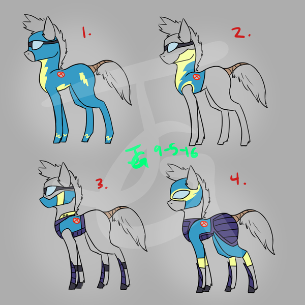 Size: 1200x1200 | Tagged: safe, artist:joan-grace, derpibooru import, oc, unofficial characters only, earth pony, pegasus, pony, clothes, earth pony oc, goggles, gray background, image, png, simple background, uniform, wonderbolt trainee uniform, wonderbolts uniform