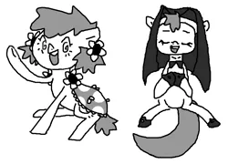 Size: 976x702 | Tagged: safe, artist:anonymous, ponerpics import, oc, oc:sunday, oc:thursday, unofficial characters only, earth pony, pony, black and white, clothes, drawthread, duo, duo female, eyes closed, female, flower, flower in hair, grayscale, habit, image, mare, monochrome, nun, open mouth, png, smiling, waving, weekday ponies