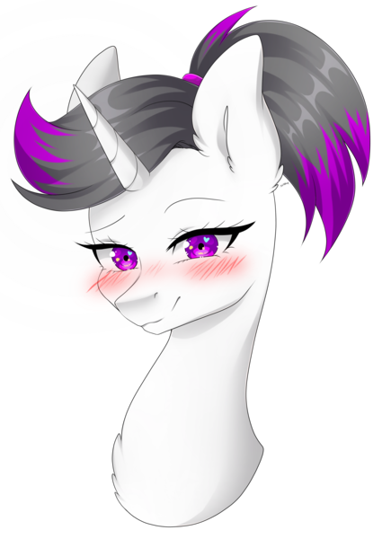 Size: 3003x4237 | Tagged: safe, artist:torihime, derpibooru import, oc, oc:hazel radiate, unofficial characters only, pony, unicorn, blushing, bust, commission, commissioner:biohazard, ear fluff, eyebrows, eyelashes, female, head shot, heart eyes, high res, highlights, horn, image, looking at you, mare, png, ponytail, portrait, simple background, solo, transparent background, unicorn oc, wingding eyes, ych result