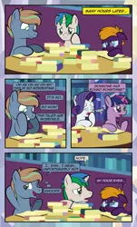 Size: 1920x3169 | Tagged: safe, artist:alexdti, derpibooru import, rarity, twilight sparkle, twilight sparkle (alicorn), oc, oc:marco, oc:purple creativity, oc:umberto, alicorn, pony, comic:quest for friendship, book, image, jpeg