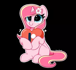 Size: 4018x3693 | Tagged: safe, artist:kittyrosie, derpibooru import, oc, oc:rosa flame, unicorn, black background, cute, heart eyes, horn, image, ocbetes, patreon, patreon logo, png, simple background, unicorn oc, wingding eyes