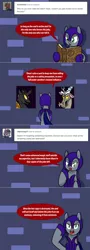 Size: 1280x3574 | Tagged: safe, artist:ladyanidraws, derpibooru import, discord, oc, oc:dominus, oc:pun, changeling, pony, agent 707, armor, image, night guard armor, png, yellow changeling