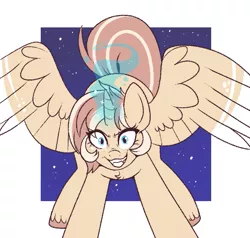 Size: 657x626 | Tagged: safe, artist:lulubell, derpibooru import, oc, oc:lulubell, unofficial characters only, alicorn, alicornified, alicorn oc, evil, evil grin, grin, horn, image, png, race swap, smiling, solo, species swap, wings