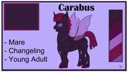 Size: 1192x670 | Tagged: safe, artist:schumette14, derpibooru import, oc, oc:carabus, changeling, changepony, hybrid, evilverse, image, interspecies offspring, multiverse, next generation, offspring, parent:pharynx, parents:pharlight, parents:twilynx, parent:twilight sparkle, png