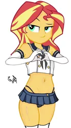 Size: 1080x1944 | Tagged: suggestive, artist:flutteryaylove, derpibooru import, part of a set, sunset shimmer, equestria girls, belly button, black underwear, clothes, image, miniskirt, panties, png, sexy, simple background, skirt, underwear, white background