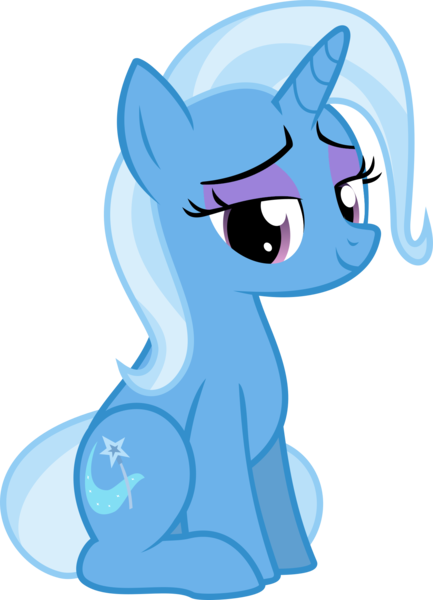 Size: 1375x1907 | Tagged: safe, artist:the smiling pony, derpibooru import, edit, vector edit, trixie, pony, unicorn, eyeshadow, female, horn, image, lidded eyes, looking at you, makeup, mare, png, simple background, sitting, smiling, solo, transparent background, two toned mane, vector