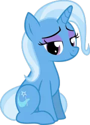 Size: 1375x1907 | Tagged: safe, artist:the smiling pony, derpibooru import, edit, vector edit, trixie, pony, unicorn, eyeshadow, female, horn, image, lidded eyes, looking at you, makeup, mare, png, simple background, sitting, smiling, solo, transparent background, two toned mane, vector