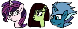 Size: 1500x560 | Tagged: safe, artist:icey-wicey-1517, artist:jadethepegasus, color edit, derpibooru import, edit, oc, oc:evening glitter, oc:white lilly, oc:wondermint, unofficial characters only, pegasus, pony, unicorn, icey-verse, collaboration, colored, ear piercing, earring, eyebrow piercing, female, image, jewelry, magical lesbian spawn, mare, offspring, parent:applejack, parent:minuette, parent:starlight glimmer, parent:strawberry sunrise, parent:sunset shimmer, parent:trixie, parents:applerise, parents:minixie, parents:shimmerglimmer, piercing, png, simple background, transparent background, trio