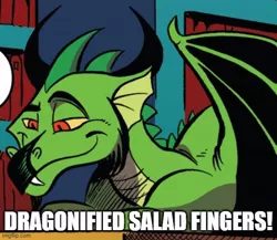 Size: 536x466 | Tagged: safe, artist:andypriceart, derpibooru import, edit, idw, blacktip, dragon, cropped, image, jpeg, male, meme, salad fingers, text