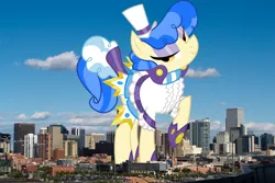 Size: 3300x2200 | Tagged: safe, artist:dashiesparkle, derpibooru import, sapphire shores, earth pony, pony, colorado, denver, female, giant pony, giant sapphire shores, giant/macro earth pony, giantess, highrise ponies, image, irl, macro, mare, mega giant, photo, png, ponies in real life